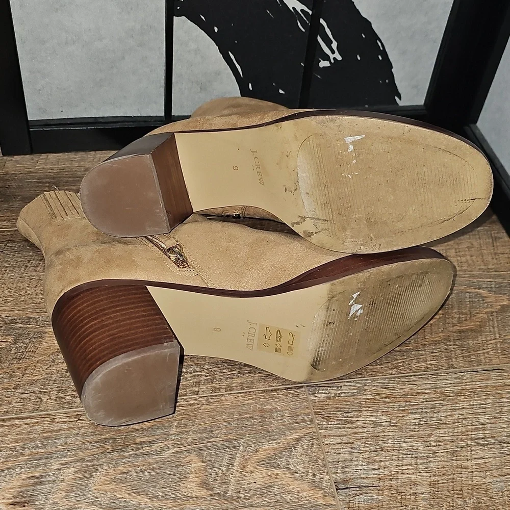 J. Crew Camel Suede Heeled Boots Size 9